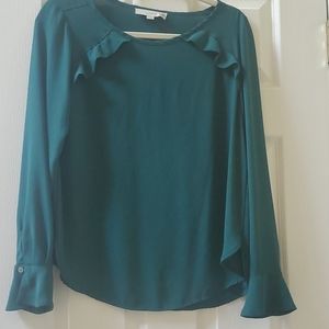 Silky green long sleeve Loft Ruffke shirt Smal